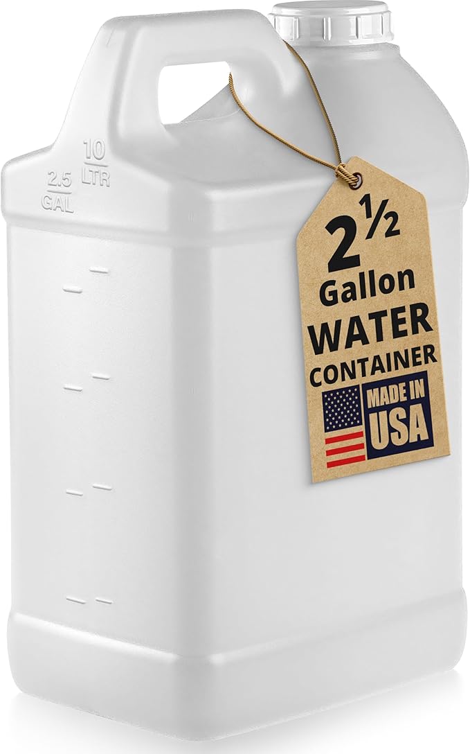 kitchentoolz 2.5 Gallon Water Jug – Water Container Heavy-Duty HDPE Carboy for Automotive Used Oil Container & Liquid Storage – 10 Liter Water Jugs with Secure Lid – Made in USA