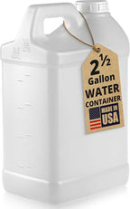 kitchentoolz 2.5 Gallon Water Jug – Water Container Heavy-Duty HDPE Carboy for Automotive Used Oil Container & Liquid Storage – 10 Liter Water Jugs with Secure Lid – Made in USA