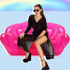 Kigley Inflatable Chair Blow Up Couches Transparent Inflatable Sofa Seat Yard Patio Portable Air Couch Furniture for Outdoor Indoor Camping Beach Room(Double Seat,Pink)