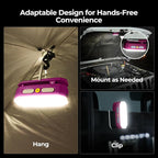 BougeRV Movable Area Light, Rechargeable Camping Lantern, 3200mAh Portable Camping Light, IP65 Waterproof, Camp Lamp for Tent, Power Outages, Emergency, Outdoor(Magenta)