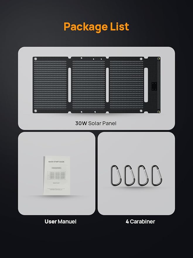 AFERIY 30W ETFE Solar Panel Charger, Up to 25% Conversion Efficiency for Solar Generator, with Fold Adjustable Kickstand for Camping, Outdoor, RVs, Home Use