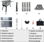 DANCHEL OUTDOOR Camping Stove with Sauna Tent with Stove Jack, Hot Tent Wood Stove with Pipe Spark Arrestor for 1-2 Person Dry Sauna, Cooking, Ice Fishing