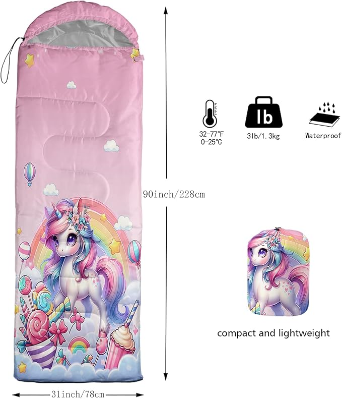 HOSIMA Dear Hunting Pattern Cold Weather Sleeping Bags for Kids Adults,Black Light Weight Waterproof Sleeping Bags for Outdoors Hiking.
