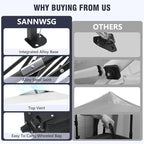 10X10 Pop Up Canopy Tent,Removable Pockets Sidewall for Extra Storage,Easy Up Canopy,Heavy Duty One Person Set Up Event Tent,White