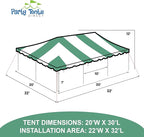Party Tents Direct 20x30 Canopy Tent - Steel Frame - Outdoor Gazebo Pavilion Sun Shade Camping Shelter - Green Vinyl Heavy Duty Waterproof Tent Cover - Event Tents for Parties Wedding
