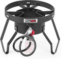85000 BTU Camping Stove for Cast Iron Dutch Oven,Single Propane Burner with 10 PSI Regulator & Cast Iron Braided Holes, Heavy Duty Round Gas Stove for Outdoor Cooking & Camping