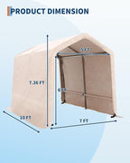 Outdoor Storage Building, 6x6 Heavy Duty Canopy Tent for Motorcycle, Waterproof Outdoor Canopy with Roll-Up Door, Portable Shed Storage Shelter for Firewood and Garden Tools, 6' x 6' - Gray