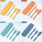 4 Sets Reusable Utensils Set with Case,Travel Utensils Cutlery Set Spoons and Forks Set, Reusable Plastic Utensils for Lunch Box Accessories for Adults, Portable Lunch Utensils Set for Daily