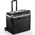 Kndko 12 Volt Car Refrigerator, 42 Quart Dual-Zone Portable Electric Cooler, Large Car Fridge 12V/24V DC/100-240V AC, -4℉~68℉, 12v Cooler with Wheels & Baskets for Road Trip, Truck, Camping