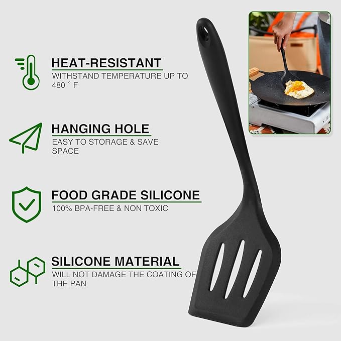 Camping Essentials Cookware Cooking Utensils Set - Portable Camp Kitchen Mess Kit Outdoor Accessories, Stainless Steel & Silicone, Camping Gear Equipment for RV Picnic Grill, Green