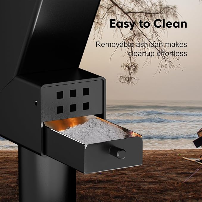 Rayzi 58 Inch Pellet Stove, Patio Heater Wood Pellet Heater, Pellet Fire Pit for Outdoor - Smokeless Wood Pellet Burning Flame, Outside Backyard Bonfire, Fireplace for Camping Patio Garden Picnic