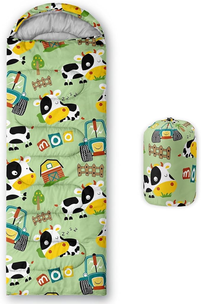Kids Sleeping Bag for Boys Girls,Blue Ripples Print-Lightweight Warm Portable Outdoor Indoor-Waterproof Cold Weather Resistant Sleeping Bag for Camping Hiking