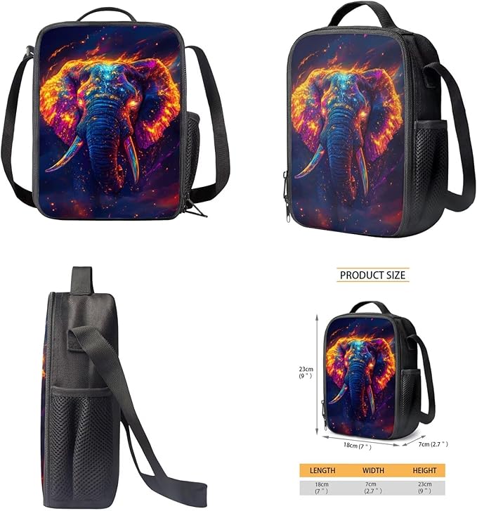 Elephant Backpack with Lunch Bag Animal Backpack for Kids Lightweight Portable Kids Bookbag and Lunch Box Set Boys 4 in 1 School Bag for Boys 7-8 Travel Daypack Camping Outdoor