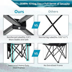 2PCS Folding Camping Chair, Heavy Duty Portable Lawn Chairs with Cooler Bag, Side Pocket & Cup Holder, Folding Chairs for Outside Support 450lbs Black