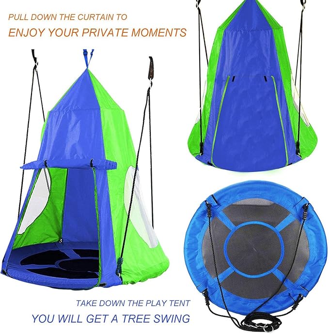 Hanging Tree Swing Tent Waterproof Backyard Hammock Chair Max Capacity 600lbs Detachable Play Tent Swing Play House Castle Nest Pod Indoor Outdoor Bedroom Ceiling Hanging Tent Camping Tree House