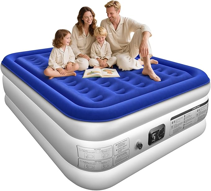 Queen Air Mattress with Built in Pump 18"Raised Inflatable Mattress Queen Airbed Blow Up Mattress Luxurious Comfort for Home and Guests 80"*60"*18"Air Bed 3 Mins Fast Inflate/Deflate 660lbs Max