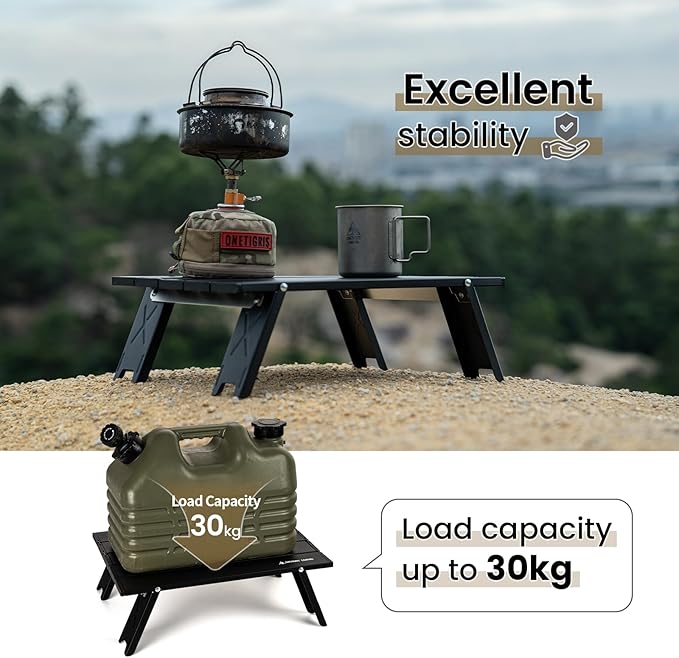 ONETIGRIS Ultralight Backpacking Table, Compact Pop-Up Folding Table for Camping, Hiking, Beach, Picnic, Travel