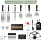 20PCS Griddle Accessories Kit, Flat Top Grill Accessories Set for Blackstone and Camp Chef, Grill Spatula Set with Enlarged Spatulas, Basting Cover, lron Smash Burger Press for Outdoor Barbecue