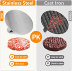HULISEN 8.5-Inch Burger Press, 2.5 lbs Heavy Duty Bacon & Grill Press, Stainless Steel Smashed Burger Press, Round Smasher with Wood Handle, BBQ Griddle Accessories for Hamburger, Steak, Meat