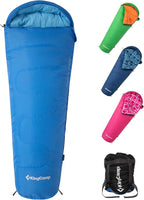 KingCamp 45°F Kids Sleeping Bag, Lightweight Waterproof & Compact Flannel Sleeping Bags Cold Weather & Warm Youth Essentials Gear Accessories for Camping, Fits 10-12 Children up to 4'7"-5'5" Tall