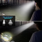 Headlamp Spotlight Flashlight, Bright LED Rechargeable Headlight, Waterproof Head Light with Back Lamp for Outdoor Camping Running Hiking Fishing Cycling (Black, Spotlight & Floodlight)