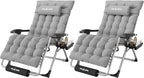 Amopatio Oversized Zero Gravity Chair, Reclining Camping Lounge Chair Upgraded Lock and Footrest, Cup Holder, Removable Cushion & Headrest Folding Patio Recliner for Indoor Outdoor