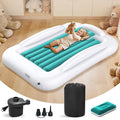 Inflatable Toddler Travel Bed - Portable Toddler Kids Travel Bed with Safety Sides Complete Kids Air Mattress Set with High-Speed Pump, Ideal for Vacation Camping and Sleepover (60 Inches)