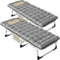 DoCred Folding Camping Cot with Mattress, 2 Pack Heavy Duty Folding Cot for Adults, Portable Sleeping Cot Bed Adults Outdoor Bed with Carry Bag, Travel Camp Cots