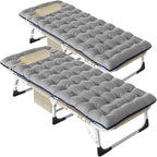 DoCred Folding Camping Cot with Mattress, 2 Pack Heavy Duty Folding Cot for Adults, Portable Sleeping Cot Bed Adults Outdoor Bed with Carry Bag, Travel Camp Cots