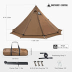 OneTigris Northgaze 2.0 Hot Tent with Stove Jack - 2-Person Ultralight Tent, 4.8lbs with 2 Doors, Waterproof & Wind-Resistant for 4-Season Camping, Backpacking, and Hunting