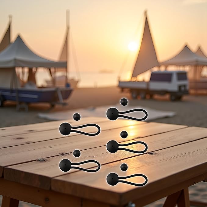 5 Pack Shock Cord Fastener Bungee Cord Clips With Adjustable Knob For Tent Boat Cover Canvas Marine Truck RV Trailer Accessories Nylon Rubber Material 13Cm Stretch Length(black)