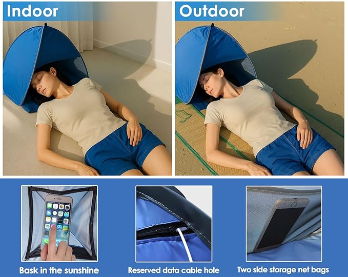 Mini Tent for Pets Small Dog Tent for Beach Portable Pop Up Sun Shade Shelter with Phone Compartment for Puppy and Large Cats Small Animals Sun Canopy for Camping and Outdoor