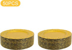 50 Pcs Gold Charger Plates Bulk, 13" Round Plastic Embossed Charger Plates, Decorative Table Dinner Chargers for Thanksgiving, Halloween, Wedding, Party, Christmas, Decor (Gold)