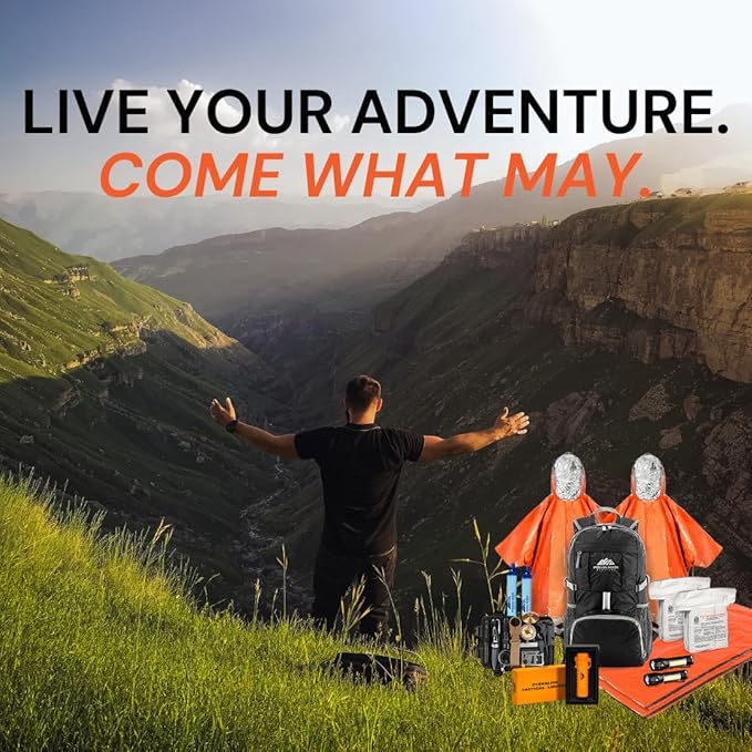 Emergency Survival Kit | Outdoor Tactical First Aid Kit | Tactical Gear for Hydration, Warmth & Shelter | NASA-Engineered Heat Retention | Camping Fishing Hunting Hiking | Gift or Men Women