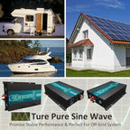 WZRELB 3000watt Pure Sine Wave Inverter 24V DC to 120V AC 60HZ with LED Display Wireless Remote Controller Car Inverter Generator (RBP300024VCRT)