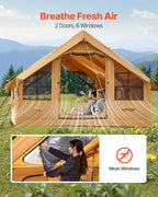 VEVOR Inflatable Tents for Camping, Easy Setup Blow up Tent with Hand Pump, 4 Season Glamping Tent with Stove Jack, Doors & Mesh Windows, Storage Bag Included for Easy Taking