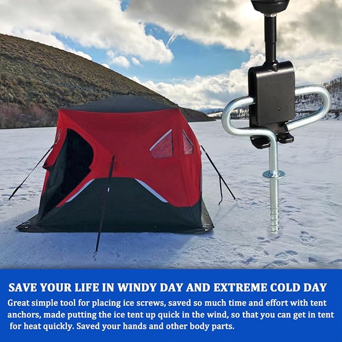 Ice Anchor Power Drill Adapter for Ice Fishing Shelter, Ice Anchor Adapter for Ice Tent, Ice Fishing Accessories, Ice Shelter Accessories