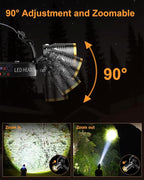 SKYFIRE 3000 Lumens Headlamp Rechargeable, LED Headlamp High Lumens with Motion Sensor, 7500mAh Battery Waterproof Head Light for Adults, 13 Modes Zoomable Headlamp for Camping Hunting Running Cycling