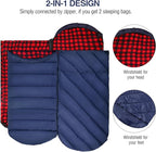 REDCAMP Flannel Sleeping Bag for Adults, Comfortable Cotton Sleeping Bags for Camping with Detachable Hood, Red/Grey/Blue/Black