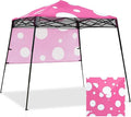 EAGLE PEAK 8x8 Pop Up Canopy Tent with Sidewall, Compact, Portable Slant Leg Instant Sun Shelter for Beach, Sports, & Camping, 8x8 Base 6x6 Top, Pink Mushroom
