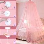 Pink Princess Bed Canopy for Girls,Kids Canopy Bed for Twin, Full, and Queen Sizes; Mosquito Net for Outdoor Use;Bedroom Accessories;Ceiling Tent for Reading Nooks