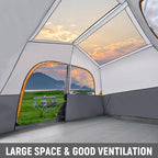 HIKERGARDEN 6-8 Person Camping Tent - Portable Family Cabin Tent for Camp, Windproof Fabric Camp Tent Outdoor for Hiking, Backpacking, Traveling
