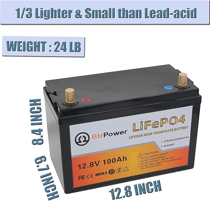 12V LiFePO4 Battery 100AH,5000+ Deep Cycle Lithium Battery with 14.6V 10A Charger,100A BMS for Home Storage,Trolling Motor,RV,Off-Grid System,Solar System,Marine,Golf Cart