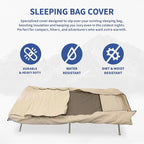 Canvas Sleeping Bag Cover, Oversized Sleeping Bag Protector with Cot Pad Pocket Flap, 2 Full-Length YKK Zippers, Machine Washable, 33 x 80 in