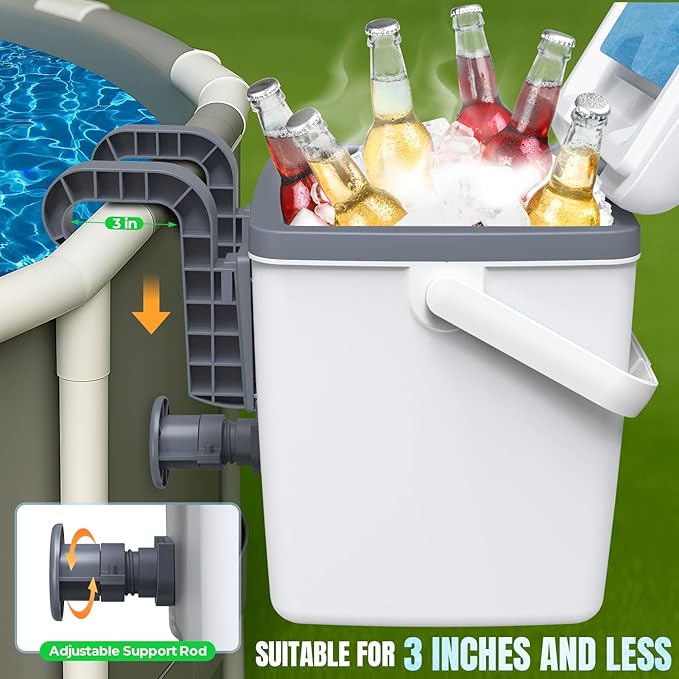 Tepsmigo 13L Insulated Poolside Cooler, Hard Cooler with Ice Crystal Box, Keeps Ice Up to 72 Hours, Portable Above Ground Pool Accessories, Pool Parties, Beach BBQ, Camping