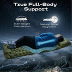CKG Camping Sleeping Pad with Thermal Barrier, Ultralight Camping Mat 4in Thick with Pillow, Built-in Foot Pump Inflatable Sleeping Pad for Hiking Tent Road Trip Car Camp Travel Gear, Green