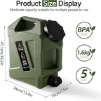 5GAL Camping Water Jug, Portable Water Storage Container with Spigot, Leak-Proof Lid & Dual Handles, Outdoor Water Tank for Camping, RV, Emergency Preparedness