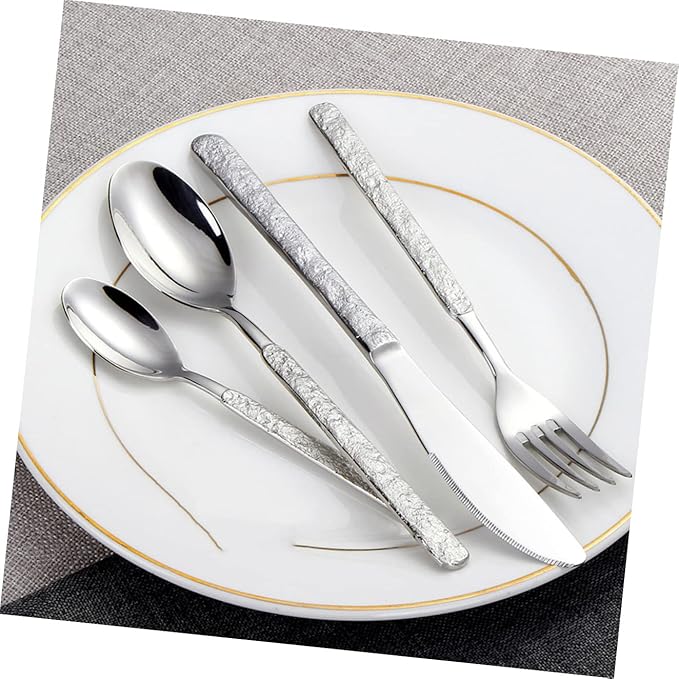 1 Set Household Heavy Mirror Dinnerware Dishwasher Tableware Dinner Forks Outdoor Spoon Kitchen Knives Safe Cutter Travel Duty Serving Stainless Home Knife Steak for Kit Camping Kitchenware
