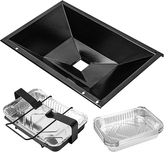 Uniflasy 99250 Grease Tray with Catch Pan for Weber Spirit E-310/E-320/SP-320 Series (2007-2012) Genesis Silver B/C Genesis 1000/2000/3000 Genesis Gold B/C with 10pack Aluminum Liner for Weber 7515