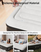 CHILLSUN 2026 Upgraded Queen Air Mattress with Built in Pump, 3 Mins Quick Self-Inflation Blow Up Mattress, Flocked Top Inflatable Mattress, Leak-Proof Airbed for Camping Guests and Home